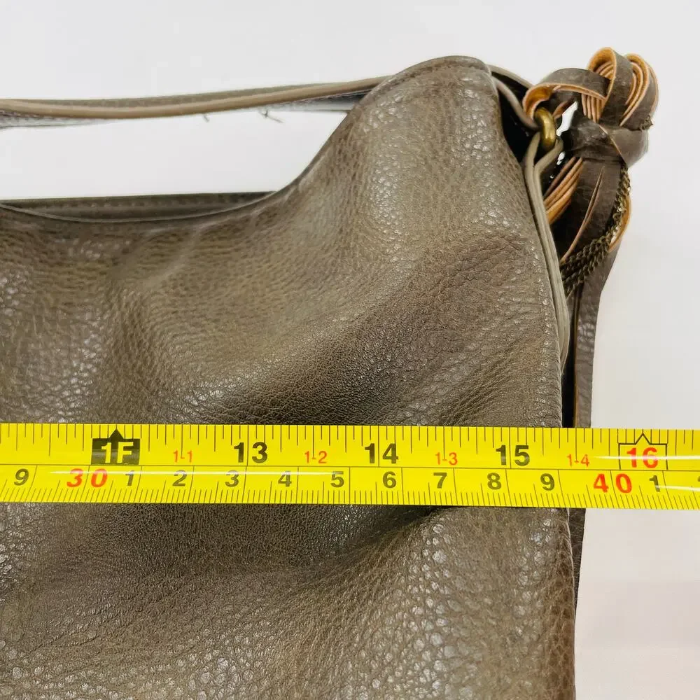 CARLOS by CARLOS SANTANA Green Brown Hobo Tassel Bag Purse Tote